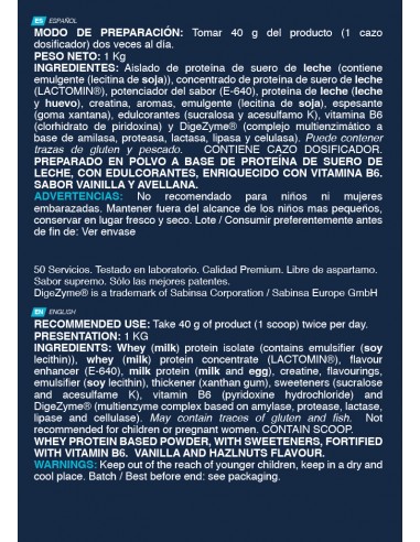 ISO Advanced PLUS 1 Kg Vainilla avellana