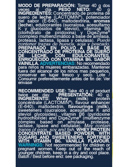 Protein Shake whey 40 Gr. Vainilla
