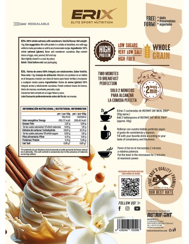 HARINA DE AVENA 1 KG VAINILLA