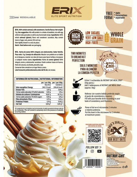 HARINA DE AVENA 1 KG VAINILLA