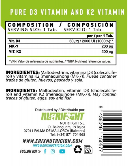 VITAMINA D3 + K2 (90 Cápsulas)