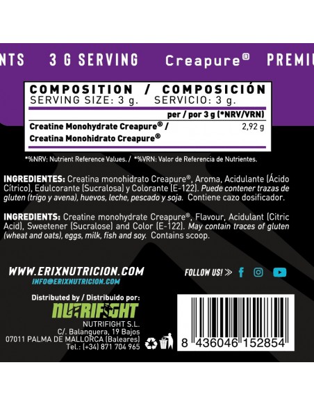 Creatina CREAPURE 300 gr (Sabor Piruleta)