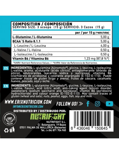 Glutamina + BCAA AJINOMOTO 300 gr (Sabor Mango)