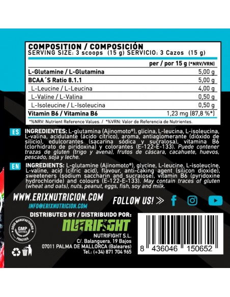 Glutamina + BCAA AJINOMOTO 300 gr (Sabor Frutas del Bosque)