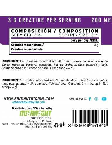 Creatina neutra 300 gr.