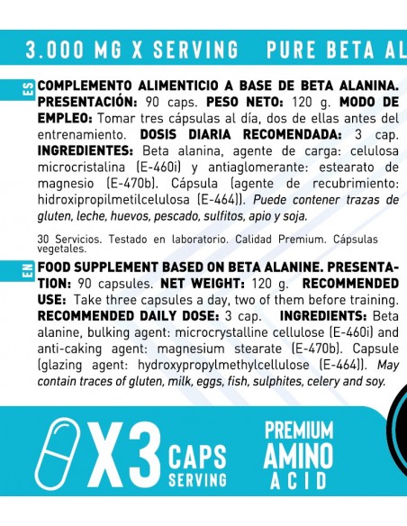 Beta alanine 3000 MG. 90 (Cápsulas)