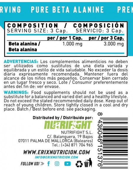 Beta alanine 3000 MG. 90 (Cápsulas)