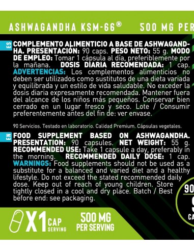 Ashwagandha KSM66 (90 Cápsulas)