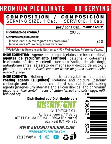 PICOLINATO DE CROMO (90 Cápsulas)