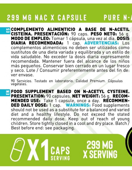 NAC N-Acetil Cisteína (90 Cápsulas)