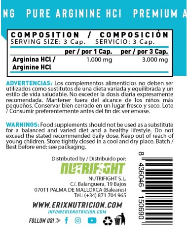 ARGININE 3.000 MG (120 Cápsulas)
