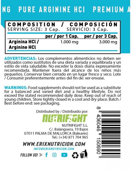 ARGININE 3.000 MG (120 Cápsulas)