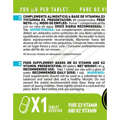 VITAMINA D3 + K2 (90 Cápsulas)