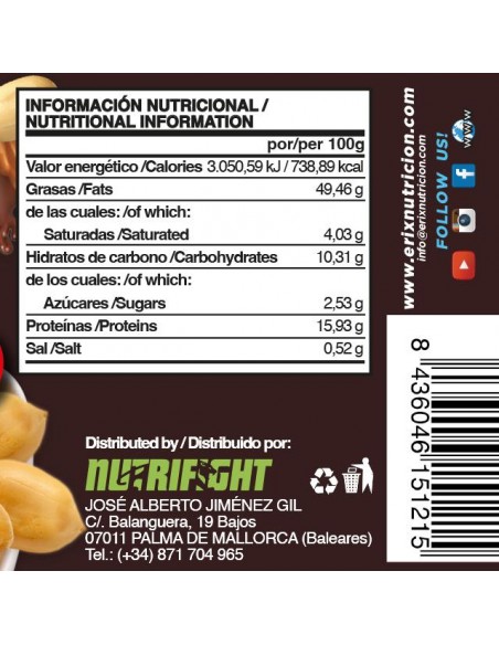 Crema de Cacahuete Chocolate - Erix Nutrición