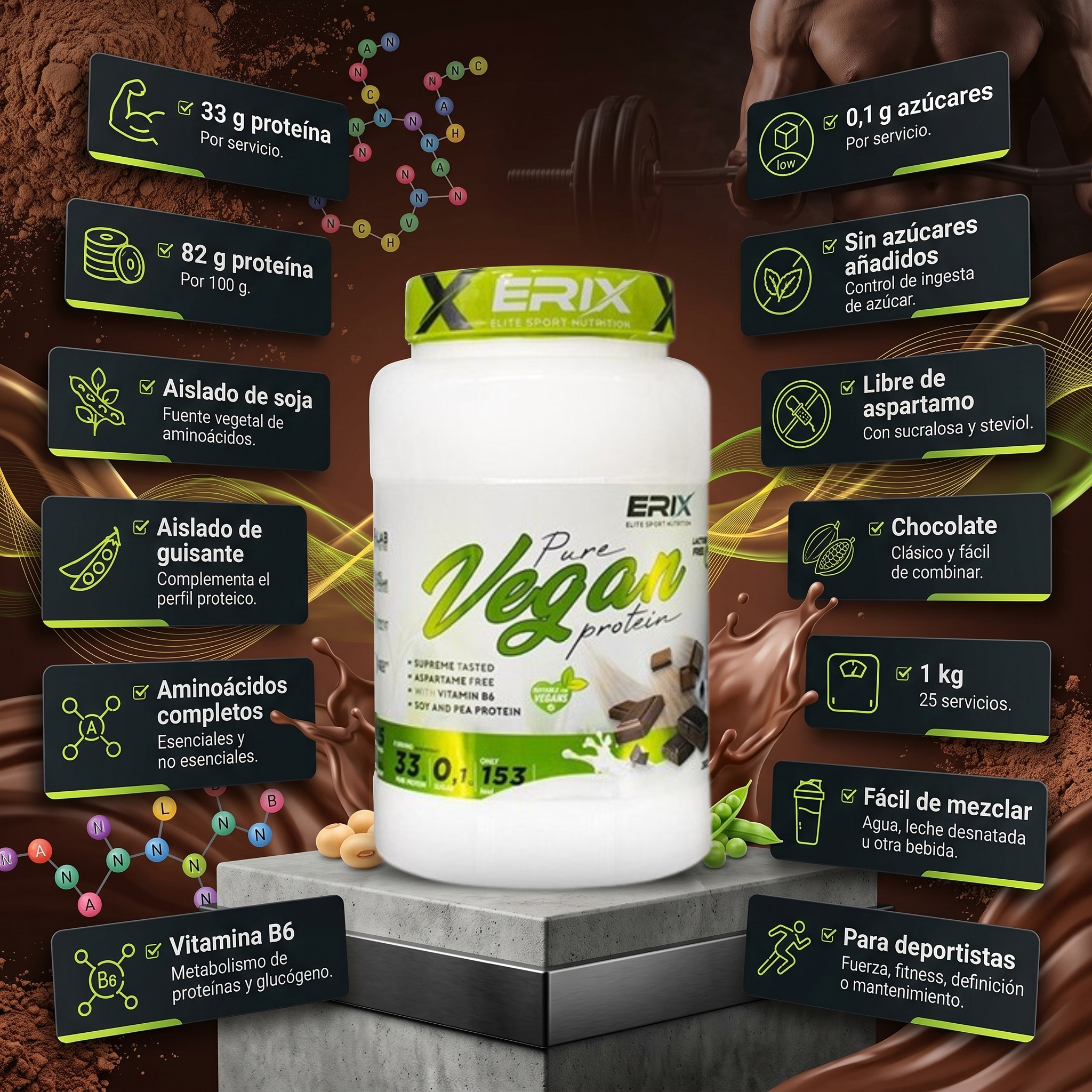 Beneficios VEGAN 1 kg Chocolate