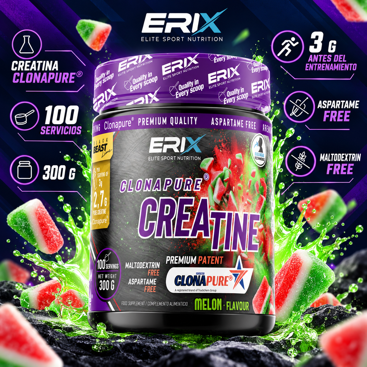 Clonapure Creatine ERIX sabor Melón